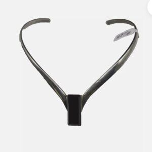 Mexico Taxco 925 Sterling Silver Stamped Black Onyx? Rectangle Stone Necklace